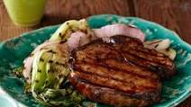 Grilled Korean-Style BBQ Glazed Pork Chops with Red Onions and Baby Bok Choy Grilled Korean-Style BBQ Glazed Pork Chops with Red Onions and Baby Bok Choy