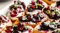 Grilled Crostini with Roasted Cherries, Goat Cheese & Basil Grilled Crostini with Roasted Cherries, Goat Cheese & Basil