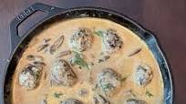 Smoked Venison Meatball Stroganoff with Baby Bella Mushrooms Smoked Venison Meatball Stroganoff with Baby Bella Mushrooms