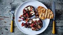 Grilled mushrooms with goats' cheese and beetroot and walnut salsa Grilled mushrooms with goats' cheese and beetroot and walnut salsa