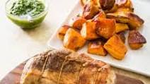 Roast Pork Loin with Sweet Potatoes and Cilantro Sauce Roast Pork Loin with Sweet Potatoes and Cilantro Sauce