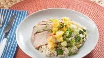 Roasted Pork & Summer Salsa with Zucchini-Scallion Rice Roasted Pork & Summer Salsa with Zucchini-Scallion Rice