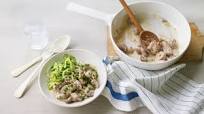 Pork with a creamy mushroom sauce Pork with a creamy mushroom sauce