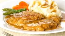 Pork Cutlets with Pan Gravy and Garlic Mashed Potatoes Pork Cutlets with Pan Gravy and Garlic Mashed Potatoes
