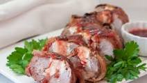 Stuffed Pork Tenderloin Wrapped in Bacon with Raspberry-Chipotle Sauce Recipe Stuffed Pork Tenderloin Wrapped in Bacon with Raspberry-Chipotle Sauce Recipe