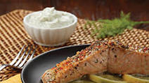 Slow Salmon with Horseradish-Dill Sour Cream: The Diabetes Fast-Fix Slow-Cooker Cookbook: American Diabetes Association® Slow Salmon with Horseradish-Dill Sour Cream: The Diabetes Fast-Fix Slow-Cooker Cookbook: American Diabetes Association®