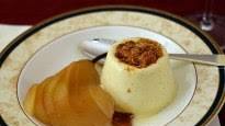 Panna Cotta with Poached Pears and Almond Toffee Crunch Panna Cotta with Poached Pears and Almond Toffee Crunch