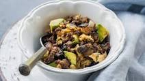 Avocado and egg breakfast bowl with ground beef or turkey Avocado and egg breakfast bowl with ground beef or turkey