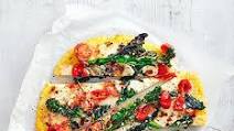 Polenta pizza with purple sprouting broccoli & mozzarella Polenta pizza with purple sprouting broccoli & mozzarella