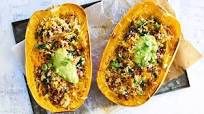 Spaghetti Squash Halves Stuffed with Spinach, Rice, and Cheese Spaghetti Squash Halves Stuffed with Spinach, Rice, and Cheese