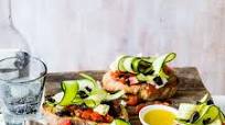 Goats’ cheese, tomato and courgette bruschetta Goats’ cheese, tomato and courgette bruschetta