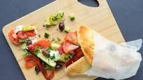Summer Veggie Gyro, Sliced Tomatoes + Tzatziki Summer Veggie Gyro, Sliced Tomatoes + Tzatziki