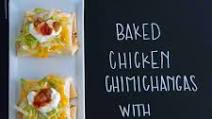 Baked Chicken Chimichangas with Guilt-Free Cheesy Sauce