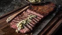 Grilled London Broil with Blue Cheese Butter Grilled London Broil with Blue Cheese Butter