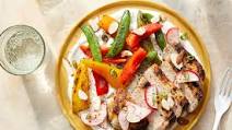 Pork Chops & Preserved Lemon Yogurt with Sautéed Snap Peas & Peppers Pork Chops & Preserved Lemon Yogurt with Sautéed Snap Peas & Peppers