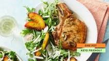 Garlic-Herb Pork Chop with Peach, Arugula & Parmesan Salad Garlic-Herb Pork Chop with Peach, Arugula & Parmesan Salad