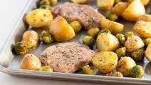Sheet-Pan Pork Chops with Brussels Sprouts and Potatoes Sheet-Pan Pork Chops with Brussels Sprouts and Potatoes