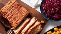 Crispy Pork Belly with Braised Red Cabbage and Sugar Browned Potatoes Crispy Pork Belly with Braised Red Cabbage and Sugar Browned Potatoes