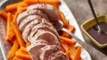 Pork tenderloin with red wine sauce and vegetables Pork tenderloin with red wine sauce and vegetables