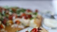 Slow Roasted Cherry Tomato Pizza with Garlic Cream and Arugula Slow Roasted Cherry Tomato Pizza with Garlic Cream and Arugula