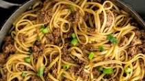 Mongolian Noodles with Ground Beef Mongolian Noodles with Ground Beef