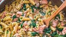 SALMON PASTA WITH SPINACH SALMON PASTA WITH SPINACH