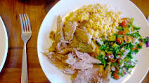 Slow-roasted shoulder of goat with preserved lemons, garlic and coriander Slow-roasted shoulder of goat with preserved lemons, garlic and coriander