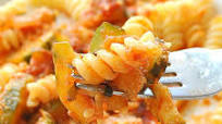 Zucchini Tomato Sauce over Fusilli Pasta Zucchini Tomato Sauce over Fusilli Pasta