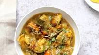 Lentil Fritters in Eggplant, Sweet Potato Coconut Stew - Inspired Bengali Chapor Ghonto Lentil Fritters in Eggplant, Sweet Potato Coconut Stew - Inspired Bengali Chapor Ghonto