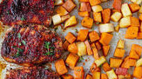 Sheet Pan Pork Chops with Sweet Potatoes and Apples Sheet Pan Pork Chops with Sweet Potatoes and Apples