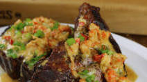 Double Cut, Boudin Stuffed Pork Chops with a Crawfish Cream Sauce Double Cut, Boudin Stuffed Pork Chops with a Crawfish Cream Sauce