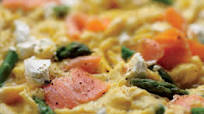 Healthy Scrambled Eggs With Salmon, Asparagus, and Goat Cheese Recipe Healthy Scrambled Eggs With Salmon, Asparagus, and Goat Cheese Recipe