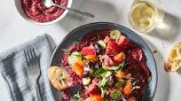 Horiatiki Salad with Beet Hummus Horiatiki Salad with Beet Hummus