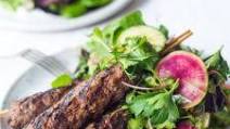 Grilled Lamb Kebabs with herb Salad and Yogurt Sauce Grilled Lamb Kebabs with herb Salad and Yogurt Sauce