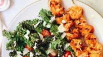 Grilled Kale Caesar Salad with Spicy Shrimp Grilled Kale Caesar Salad with Spicy Shrimp
