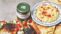 Chicken Shawarma wraps with hummus and chopped salad} Chicken Shawarma wraps with hummus and chopped salad}