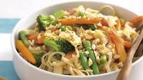 Scrambled egg and noodle stir-fry Scrambled egg and noodle stir-fry