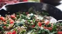 Ground Beef Italian Style with Pancetta, Kale, Sweet Peas Ground Beef Italian Style with Pancetta, Kale, Sweet Peas