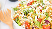 Mediterranean crunch chopped salad with roasted chickpeas Mediterranean crunch chopped salad with roasted chickpeas