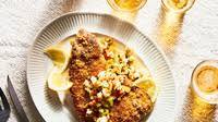 Pork Chop Milanese with Green Olive Giardiniera Pork Chop Milanese with Green Olive Giardiniera