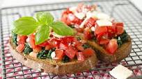 Spinach Garlic Bruschetta Recipe With Red Bell Pepper Sauce Spinach Garlic Bruschetta Recipe With Red Bell Pepper Sauce