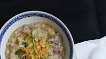 Brown Rice Congee With Beef, Shiitake, and Garlic Chips Recipe