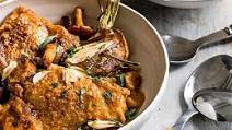 Braised chicken with hazelnut and chilli paste with a turnip and wild mushroom bake Braised chicken with hazelnut and chilli paste with a turnip and wild mushroom bake