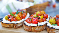 Wood-Grilled Blistered Tomato and Ricotta Bruschetta Wood-Grilled Blistered Tomato and Ricotta Bruschetta