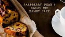 Raspberry, Pear and Cacao Nib Kamut Cake Raspberry, Pear and Cacao Nib Kamut Cake