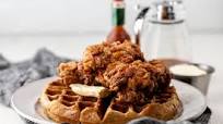 Fried Chicken and Waffles with Hot Sauce Maple Syrup Fried Chicken and Waffles with Hot Sauce Maple Syrup