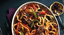 beef and pepper black bean udon noodles beef and pepper black bean udon noodles