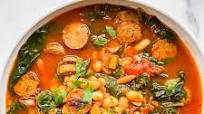 White Bean + Chicken Sausage Soup with Greens White Bean + Chicken Sausage Soup with Greens
