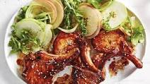 Apple salad with sticky pork chops recipe Apple salad with sticky pork chops recipe