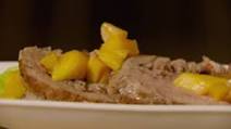 Chorizo Stuffed Pork Tenderloin, Mango Gastrique Chorizo Stuffed Pork Tenderloin, Mango Gastrique